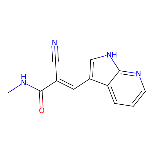 (2E)-2-cyano-N-methyl-3-(1H-pyrrolo[2,3-b]pyridin-3-yl)prop-2-enamide structure