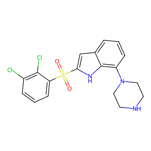 2-(2,3-dichlorophenyl)sulfonyl-7-piperazin-1-yl-1H-indole structure