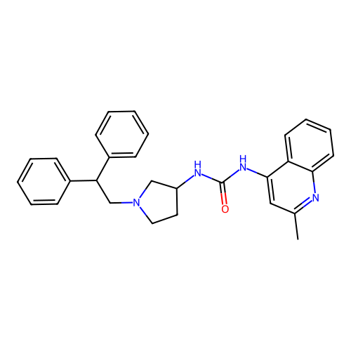Urea, N-[1-(2,2-diphenylethyl)-3-pyrrolidinyl]-N'-(2-methyl-4-quinolinyl)- structure