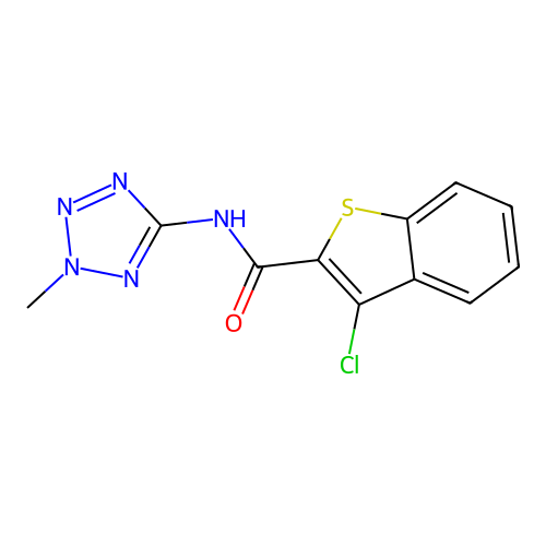 3-chloro-N-(2-methyltetrazol-5-yl)-1-benzothiophene-2-carboxamide structure