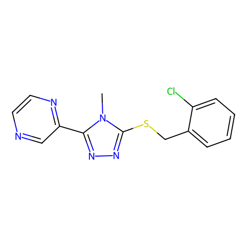 2-{5-[(2-chlorobenzyl)sulfanyl]-4-methyl-4H-1,2,4-triazol-3-yl}pyrazine structure