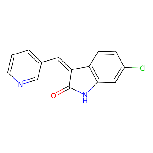 Z-6-chloro-3-pyridin-3-ylmethylene-1,3-dihydro-indol-2-one structure