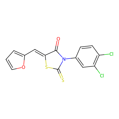 (Z)-3-(3,4-dichlorophenyl)-5-(furan-2-ylmethylene)-2-thioxothiazolidin-4-one structure