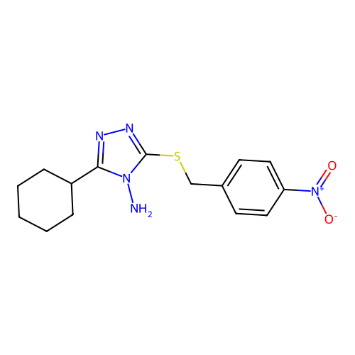 5-Cyclohexyl-3-[(4-nitrophenyl)methylthio]-1,2,4-triazole-4-ylamine structure