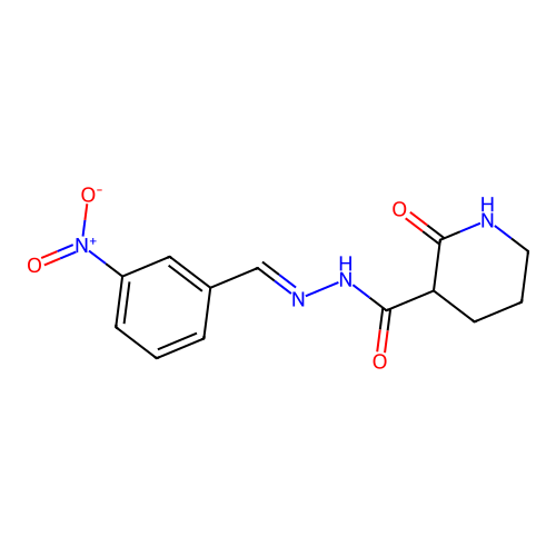 N'-[(E)-(3-nitrophenyl)methylidene]-2-oxopiperidine-3-carbohydrazide structure