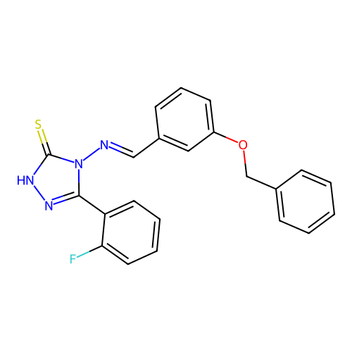 4-((3-(Benzyloxy)benzylidene)amino)-5-(2-F-PH)4H-1,2,4-triazol-3-YL hydrosulfide structure