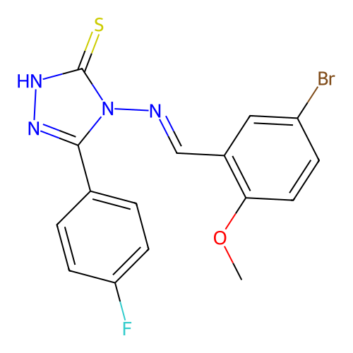 4-((5-BR-2-Methoxybenzylidene)amino)-5-(4-F-PH)-4H-1,2,4-triazole-3-thiol structure