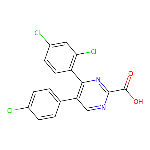 5-(4-chlorophenyl)-4-(2,4-dichlorophenyl)-2-Pyrimidinecarboxylic acid structure
