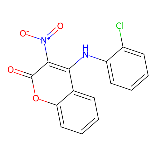 4-((2-chlorophenyl)amino)-3-nitro-2H-chromen-2-one structure