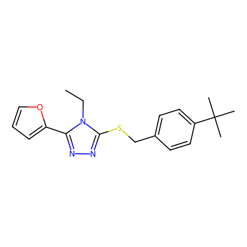 3-[(4-tert-butylbenzyl)sulfanyl]-4-ethyl-5-(furan-2-yl)-4H-1,2,4-triazole structure