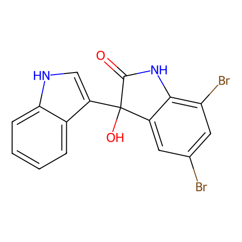 5',7'-dibromo-3'-hydroxy-1',3'-dihydro-1H,2'H-3,3'-biindol-2'-one structure