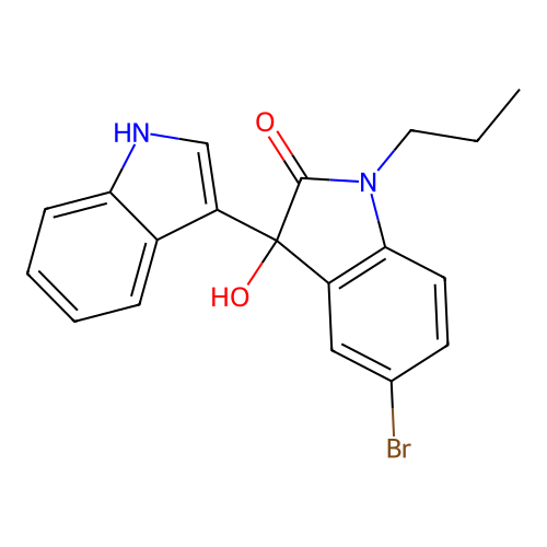 5'-bromo-3'-hydroxy-1'-propyl-1',3'-dihydro-1H,2'H-3,3'-biindol-2'-one structure