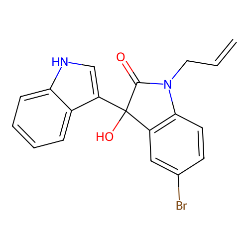 5'-bromo-3'-hydroxy-1'-(prop-2-en-1-yl)-1',3'-dihydro-1H,2'H-3,3'-biindol-2'-one structure