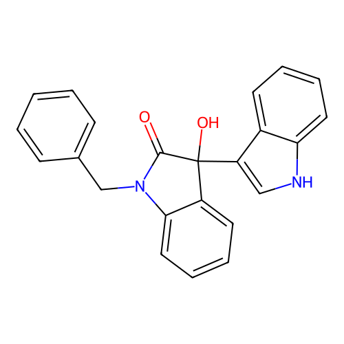 1'-benzyl-3'-hydroxy-1',3'-dihydro-1H,2'H-3,3'-biindol-2'-one structure