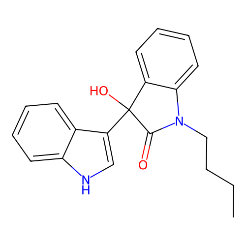 1'-butyl-3'-hydroxy-1',3'-dihydro-1H,2'H-3,3'-biindol-2'-one structure