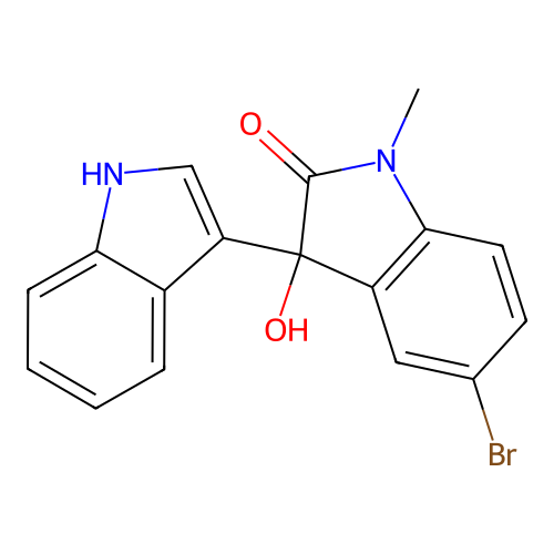 5-bromo-3-hydroxy-3-(1H-indol-3-yl)-1-methylindolin-2-one structure