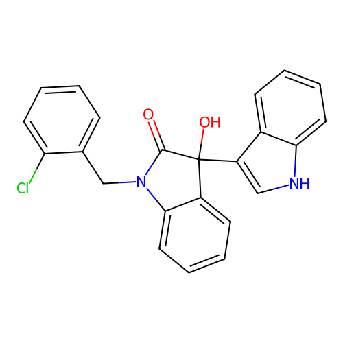 1'-(2-chlorobenzyl)-3'-hydroxy-1',3'-dihydro-1H,2'H-3,3'-biindol-2'-one structure