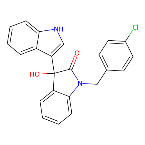 1'-(4-chlorobenzyl)-3'-hydroxy-1',3'-dihydro-1H,2'H-3,3'-biindol-2'-one structure