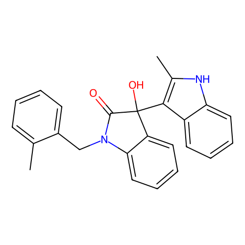 3'-hydroxy-2-methyl-1'-(2-methylbenzyl)-1',3'-dihydro-1H,2'H-3,3'-biindol-2'-one structure