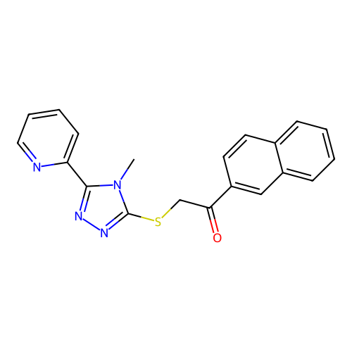 2-((4-methyl-5-(pyridin-2-yl)-4H-1,2,4-triazol-3-yl)thio)-1-(naphthalen-2-yl)ethanone structure