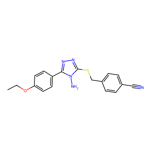 4-(((4-amino-5-(4-ethoxyphenyl)-4H-1,2,4-triazol-3-yl)thio)methyl)benzonitrile structure