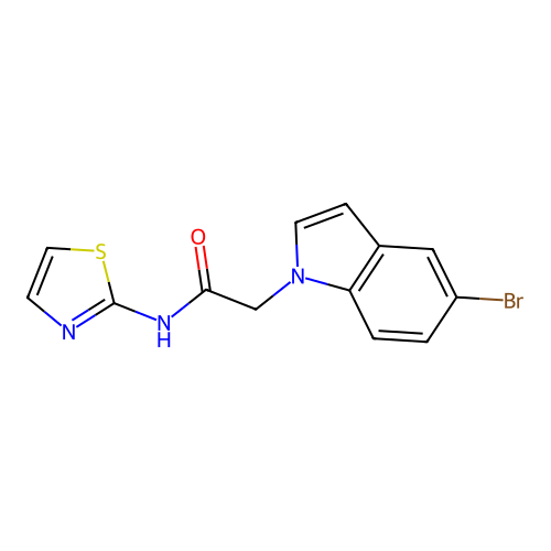 2-(5-bromo-1H-indol-1-yl)-N-(1,3-thiazol-2-yl)acetamide structure