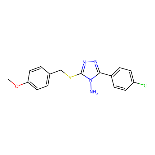 3-(4-chlorophenyl)-5-[(4-methoxybenzyl)sulfanyl]-4H-1,2,4-triazol-4-amine structure