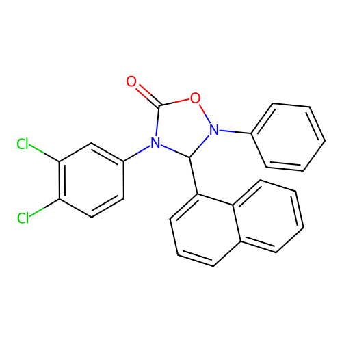 4-(3,4-Dichlorophenyl)-3-(naphthalen-1-yl)-2-phenyl-1,2,4-oxadiazolidin-5-one structure