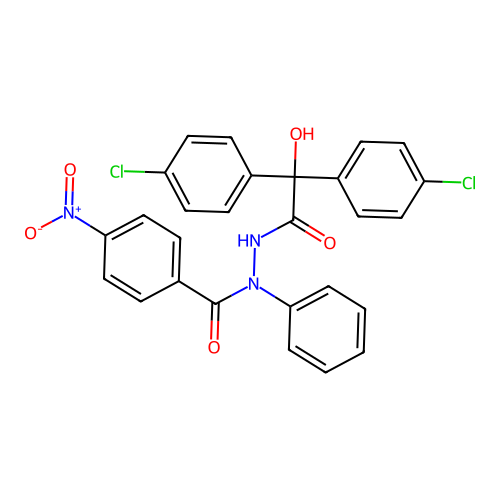 N'-[bis(4-chlorophenyl)(hydroxy)acetyl]-4-nitro-N-phenylbenzohydrazide structure