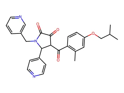 4-[2-methyl-4-(2-methylpropoxy)benzoyl]-5-pyridin-4-yl-1-(pyridin-3-ylmethyl)pyrrolidine-2,3-dione structure