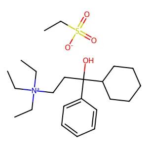 3-Cyclohexyl-N,N,N-triethyl-3-hydroxy-3-phenylpropan-1-aminium ethanesulfonate structure