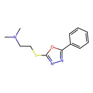N,N-dimethyl-2-[(5-phenyl-1,3,4-oxadiazol-2-yl)sulfanyl]ethanamine structure