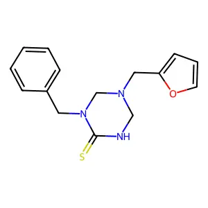 1-Benzyl-5-(furan-2-ylmethyl)-1,3,5-triazinane-2-thione structure