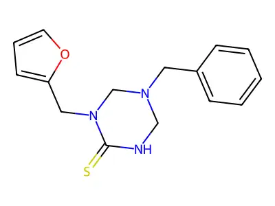 5-Benzyl-1-(furan-2-ylmethyl)-1,3,5-triazinane-2-thione structure