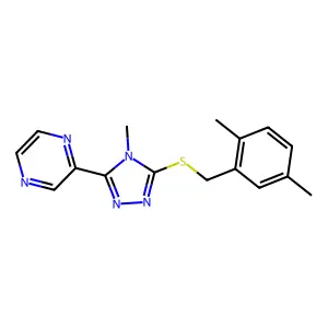3-[(2,5-Dimethylphenyl)methylthio]-4-methyl-5-pyrazin-2-yl-1,2,4-triazole structure
