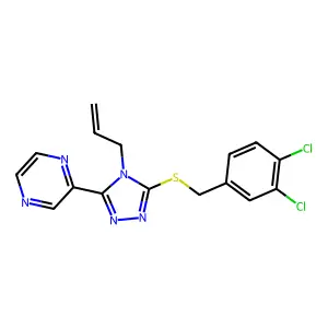 3-[(3,4-Dichlorophenyl)methylthio]-4-prop-2-enyl-5-pyrazin-2-yl-1,2,4-triazole structure