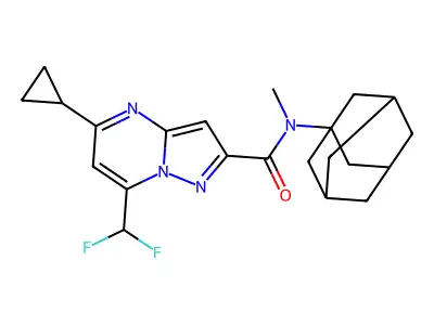N-(1-adamantyl)-5-cyclopropyl-7-(difluoromethyl)-N-methylpyrazolo[1,5-a]pyrimidine-2-carboxamide structure
