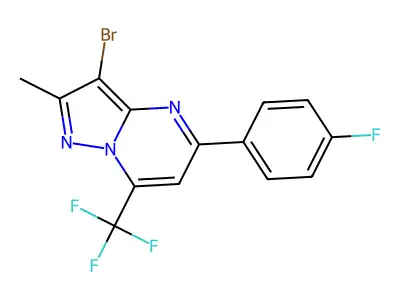 3-Bromo-5-(4-fluorophenyl)-2-methyl-7-(trifluoromethyl)pyrazolo[1,5-a]pyrimidine structure