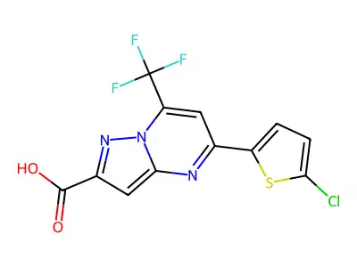 5-(5-chlorothiophen-2-yl)-7-(trifluoromethyl)pyrazolo[1,5-a]pyrimidine-2-carboxylic acid structure