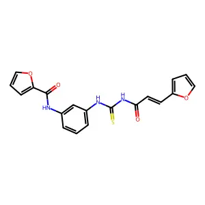 N-[3-[[(E)-3-(furan-2-yl)prop-2-enoyl]carbamothioylamino]phenyl]furan-2-carboxamide structure