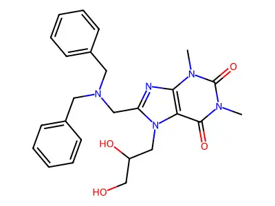 8-[(Dibenzylamino)methyl]-7-(2,3-dihydroxypropyl)-1,3-dimethylpurine-2,6-dione structure