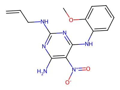 4-N-(2-methoxyphenyl)-5-nitro-2-N-prop-2-enylpyrimidine-2,4,6-triamine structure