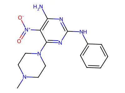 6-(4-methylpiperazin-1-yl)-5-nitro-2-N-phenylpyrimidine-2,4-diamine structure