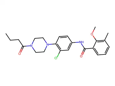N-[4-(4-butanoylpiperazin-1-yl)-3-chlorophenyl]-2-methoxy-3-methylbenzamide structure