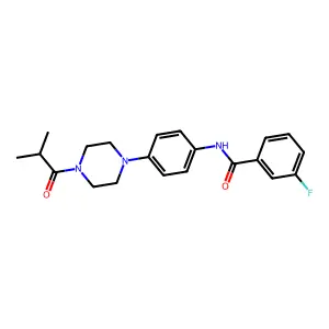 3-fluoro-N-[4-[4-(2-methylpropanoyl)piperazin-1-yl]phenyl]benzamide structure