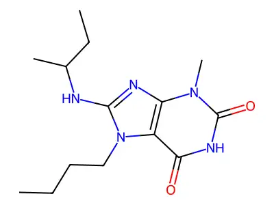 7-butyl-8-(sec-butylamino)-3-methyl-1H-purine-2,6(3H,7H)-dione structure