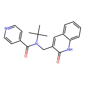 N-tert-butyl-N-[(2-oxo-1H-quinolin-3-yl)methyl]pyridine-4-carboxamide structure