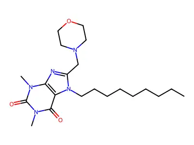 1,3-Dimethyl-8-(morpholin-4-ylmethyl)-7-nonylpurine-2,6-dione structure