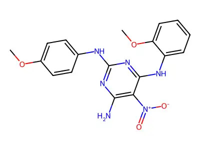 N4-(2-methoxyphenyl)-N2-(4-methoxyphenyl)-5-nitropyrimidine-2,4,6-triamine structure