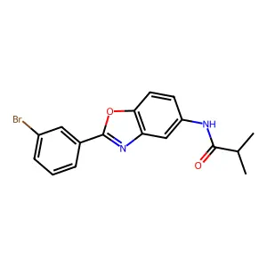 N-[2-(3-bromophenyl)-1,3-benzoxazol-5-yl]-2-methylpropanamide structure
